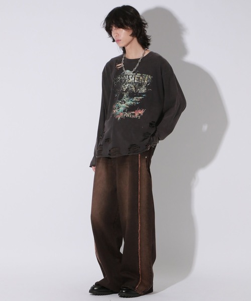 Anui（アニュイ）の「【UNISEX】ダメージロックロンT（Tシャツ/カットソー・レディース・オフホワイト/スミクロ・MEDIUM）」の16枚目の写真