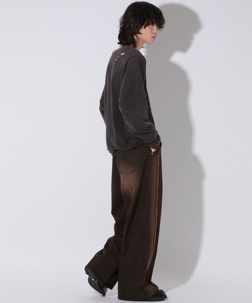 Anui（アニュイ）の「【UNISEX】ダメージロックロンT（Tシャツ/カットソー・レディース・オフホワイト/スミクロ・MEDIUM）」の17枚目の写真