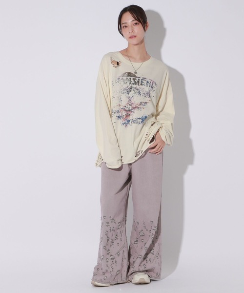 Anui（アニュイ）の「【UNISEX】ダメージロックロンT（Tシャツ/カットソー・レディース・オフホワイト/スミクロ・MEDIUM）」の21枚目の写真