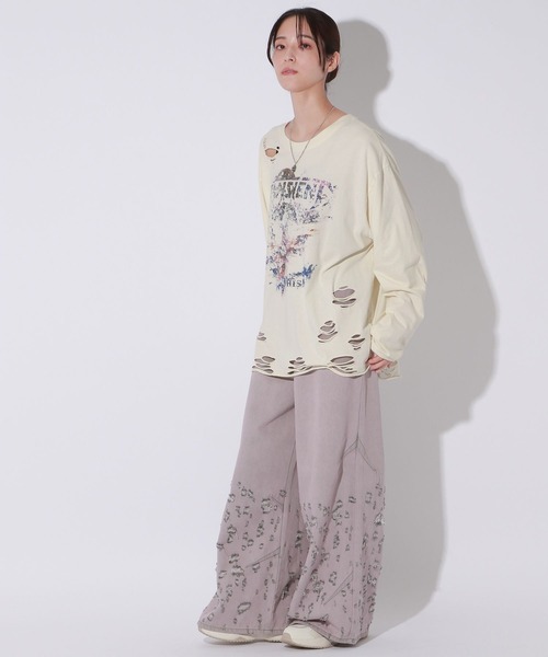 Anui（アニュイ）の「【UNISEX】ダメージロックロンT（Tシャツ/カットソー・レディース・オフホワイト/スミクロ・MEDIUM）」の22枚目の写真