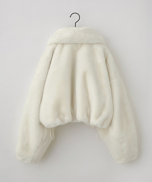 MONO-MART（モノマート）の「【nui nullu】2WAYショートファージャケット（ブルゾン・レディース・アイボリー/ブラック/グレー/グレイッシュベージュ・FREE）」の8枚目の写真