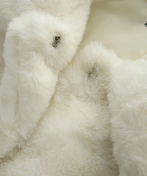 MONO-MART（モノマート）の「【nui nullu】2WAYショートファージャケット（ブルゾン・レディース・アイボリー/ブラック/グレー/グレイッシュベージュ・FREE）」の13枚目の写真