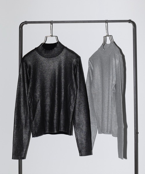 SETUP7（セットアップセブン）の「【SETUP7】high neck foil print rib knit / 箔プリントニット（ニット/セーター・レディース・ブラック/グレー・FREE）」の11枚目の写真