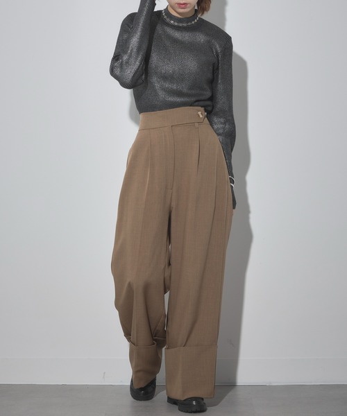 SETUP7（セットアップセブン）の「【SETUP7】high neck foil print rib knit / 箔プリントニット（ニット/セーター・レディース・ブラック/グレー・FREE）」の5枚目の写真