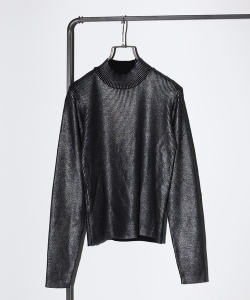SETUP7（セットアップセブン）の「【SETUP7】high neck foil print rib knit / 箔プリントニット（ニット/セーター・レディース・ブラック/グレー・FREE）」の13枚目の写真