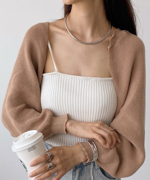 United store（ユナイテッドストア）の「ドロップショルダーニットカーディガン（カーディガン/ボレロ・レディース・ベージュ/アイボリー/ブラック・FREE）」の3枚目の写真