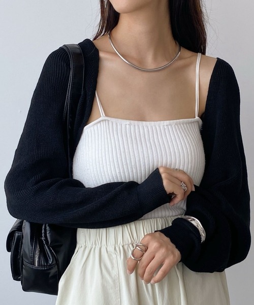 United store（ユナイテッドストア）の「ドロップショルダーニットカーディガン（カーディガン/ボレロ・レディース・ベージュ/アイボリー/ブラック・FREE）」の2枚目の写真