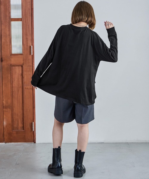 Fashion Letter（ファッションレター）の「【M-5L】ウエストギャザーカットソー 長袖 ロングスリーブ カットソー トップス Tシャツ（Tシャツ/カットソー・レディース・ブラック/チャコールグレー/オフホワイト・M～Ｌ/4L～5L/LL～3L）」の11枚目の写真