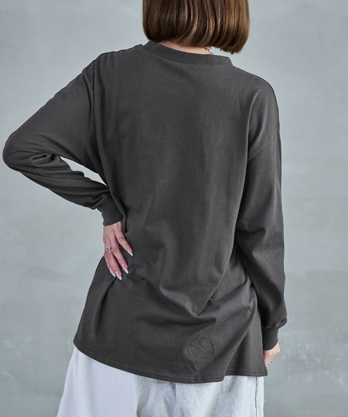 Fashion Letter（ファッションレター）の「【M-5L】ウエストギャザーカットソー 長袖 ロングスリーブ カットソー トップス Tシャツ（Tシャツ/カットソー・レディース・ブラック/チャコールグレー/オフホワイト・M～Ｌ/4L～5L/LL～3L）」の20枚目の写真