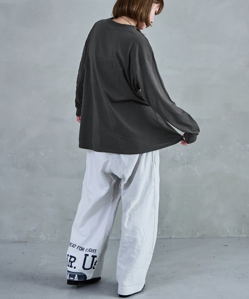 Fashion Letter（ファッションレター）の「【M-5L】ウエストギャザーカットソー 長袖 ロングスリーブ カットソー トップス Tシャツ（Tシャツ/カットソー・レディース・ブラック/チャコールグレー/オフホワイト・M～Ｌ/4L～5L/LL～3L）」の21枚目の写真