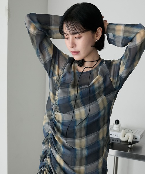 ワンピース THE RED THREAD S layered dress bug check THEREDTHREAD / ザレッドスレッド】S layered dress bug check