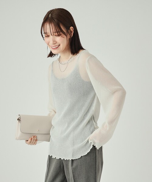 Cutie Blonde（キューティーブロンド）の「インナーでも一枚でも ラメシアートップス（Tシャツ/カットソー・レディース・ブラック/ホワイト系/ブルー・03/02/04）」の16枚目の写真