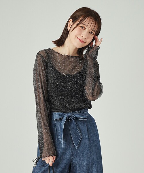 Cutie Blonde（キューティーブロンド）の「インナーでも一枚でも ラメシアートップス（Tシャツ/カットソー・レディース・ブラック/ホワイト系/ブルー・03/02/04）」の19枚目の写真