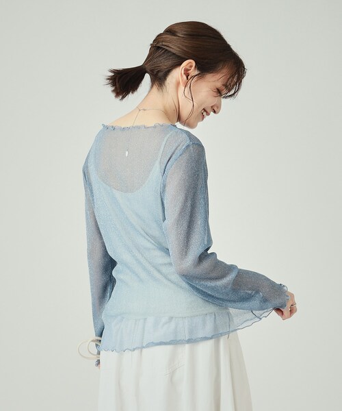 Cutie Blonde（キューティーブロンド）の「インナーでも一枚でも ラメシアートップス（Tシャツ/カットソー・レディース・ブラック/ホワイト系/ブルー・03/02/04）」の12枚目の写真