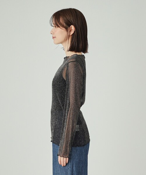 Cutie Blonde（キューティーブロンド）の「インナーでも一枚でも ラメシアートップス（Tシャツ/カットソー・レディース・ブラック/ホワイト系/ブルー・03/02/04）」の4枚目の写真