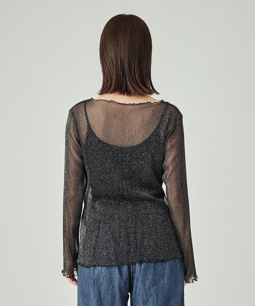 Cutie Blonde（キューティーブロンド）の「インナーでも一枚でも ラメシアートップス（Tシャツ/カットソー・レディース・ブラック/ホワイト系/ブルー・03/02/04）」の5枚目の写真