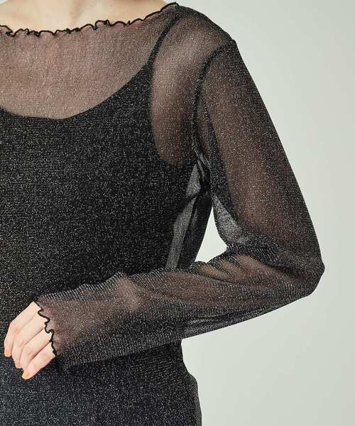 Cutie Blonde（キューティーブロンド）の「インナーでも一枚でも ラメシアートップス（Tシャツ/カットソー・レディース・ブラック/ホワイト系/ブルー・03/02/04）」の8枚目の写真