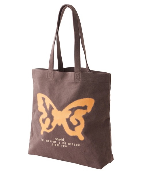 X-girl（エックスガール）の「SPRAY BUTTERFLY PRINT TOTE BAG（トートバッグ・レディース・ブラック/ホワイト/ブラウン・ONE SIZE）」の8枚目の写真