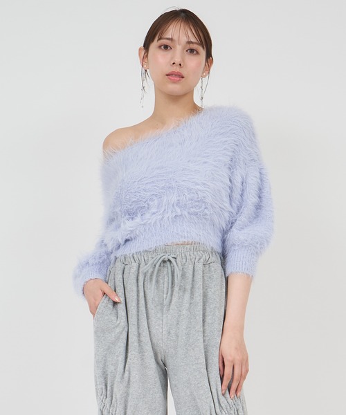 ROYAL PARTY（ロイヤルパーティー）の「ふわふわラメニットトップス（ニット/セーター・レディース・オフホワイト/グレー/ブラック/パープル/ピンク・FREE）」の6枚目の写真