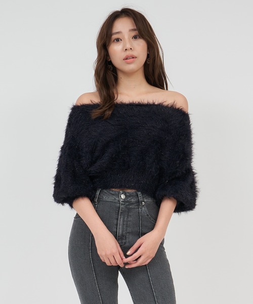 ROYAL PARTY（ロイヤルパーティー）の「ふわふわラメニットトップス（ニット/セーター・レディース・オフホワイト/グレー/ブラック/パープル/ピンク・FREE）」の8枚目の写真