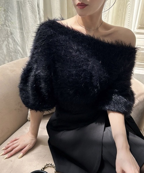 ROYAL PARTY（ロイヤルパーティー）の「ふわふわラメニットトップス（ニット/セーター・レディース・オフホワイト/グレー/ブラック/パープル/ピンク・FREE）」の18枚目の写真