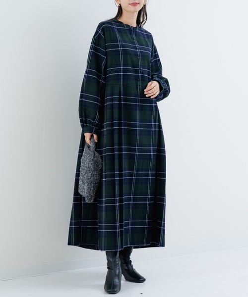 refinedworks(リファインドワークス)の「【refinedworks】 オリジナル起毛チェックのプリーツワンピース!(ワンピース・レディース・レッド/ブルー/ブラック/ボルドー/イエロー/オリーブ×ブラック・FREE)」の3枚目の写真