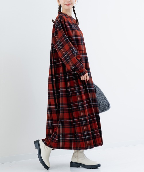 セール】【refinedworks】 オリジナル起毛チェックのプリーツ