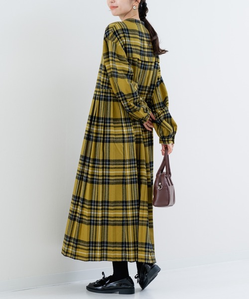 refinedworks(リファインドワークス)の「【refinedworks】 オリジナル起毛チェックのプリーツワンピース!(ワンピース・レディース・レッド/ブルー/ブラック/ボルドー/イエロー/オリーブ×ブラック・FREE)」の8枚目の写真
