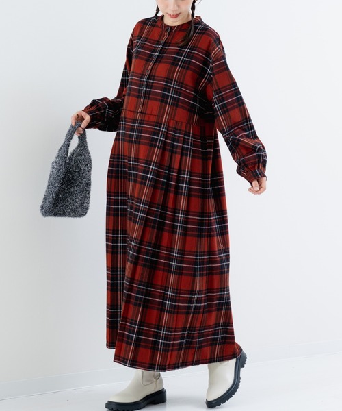 refinedworks(リファインドワークス)の「【refinedworks】 オリジナル起毛チェックのプリーツワンピース!(ワンピース・レディース・レッド/ブルー/ブラック/ボルドー/イエロー/オリーブ×ブラック・FREE)」の16枚目の写真