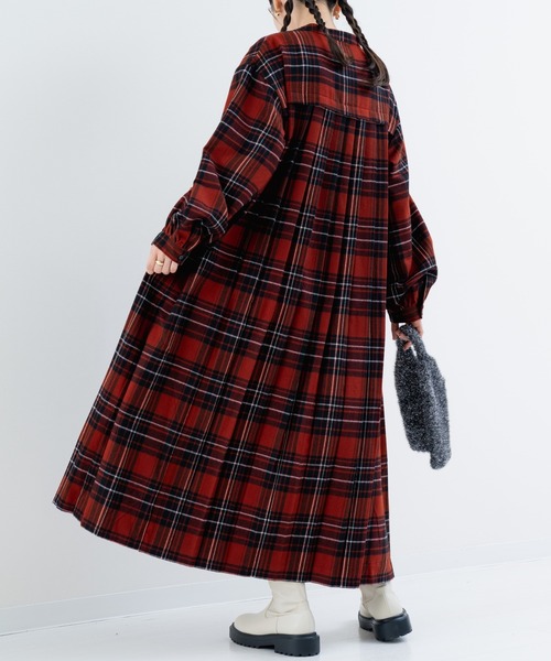 refinedworks(リファインドワークス)の「【refinedworks】 オリジナル起毛チェックのプリーツワンピース!(ワンピース・レディース・レッド/ブルー/ブラック/ボルドー/イエロー/オリーブ×ブラック・FREE)」の22枚目の写真