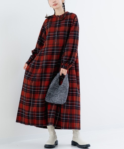 refinedworks(リファインドワークス)の「【refinedworks】 オリジナル起毛チェックのプリーツワンピース!(ワンピース・レディース・レッド/ブルー/ブラック/ボルドー/イエロー/オリーブ×ブラック・FREE)」の21枚目の写真