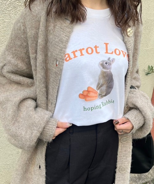 merrylatte(メリーラテ)の「ウサギデザインプリントロンT/長袖Tシャツ(Tシャツ/カットソー・レディース・B/A・MEDIUM)」の1枚目の写真