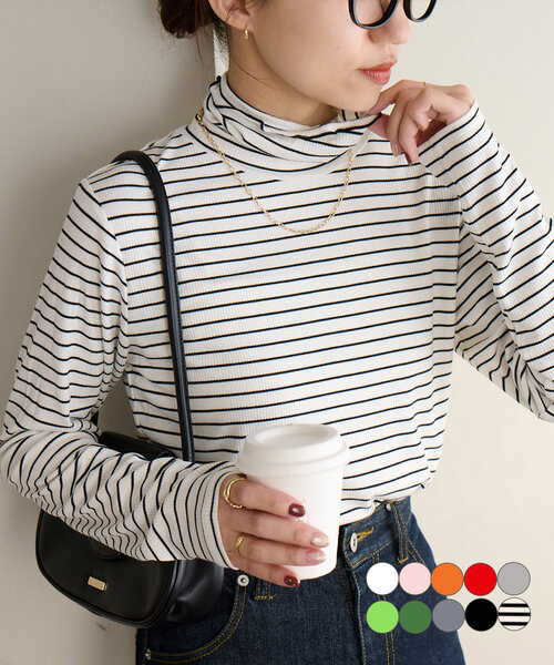 DISCOAT(ディスコート)の「ソフトリブタートル《WEB限定カラーあり》(Tシャツ/カットソー・レディース・グレー系その他/グリーン系その他/グリーン/オレンジ/グレー/レッド/オフホワイト/ピンク/ブラック/チャコールグレー・FREE)」の5枚目の写真