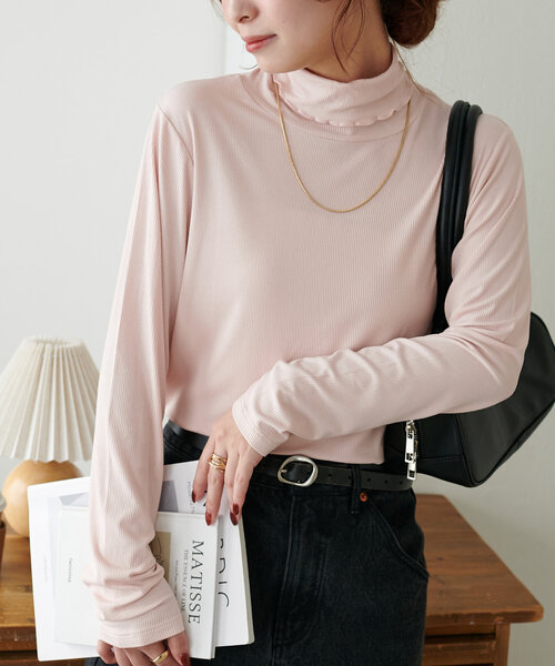 DISCOAT(ディスコート)の「ソフトリブタートル《WEB限定カラーあり》(Tシャツ/カットソー・レディース・グレー系その他/グリーン系その他/グリーン/オレンジ/グレー/レッド/オフホワイト/ピンク/ブラック/チャコールグレー・FREE)」の8枚目の写真