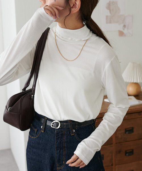 DISCOAT(ディスコート)の「ソフトリブタートル《WEB限定カラーあり》(Tシャツ/カットソー・レディース・グレー系その他/グリーン系その他/グリーン/オレンジ/グレー/レッド/オフホワイト/ピンク/ブラック/チャコールグレー・FREE)」の12枚目の写真