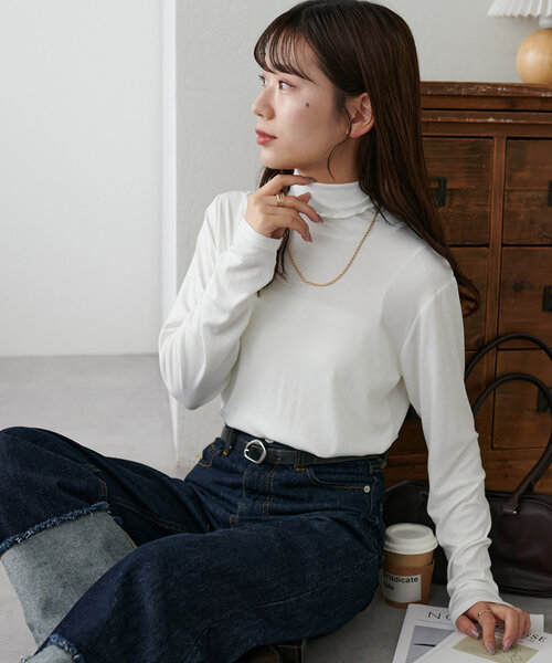 DISCOAT(ディスコート)の「ソフトリブタートル《WEB限定カラーあり》(Tシャツ/カットソー・レディース・グレー系その他/グリーン系その他/グリーン/オレンジ/グレー/レッド/オフホワイト/ピンク/ブラック/チャコールグレー・FREE)」の15枚目の写真