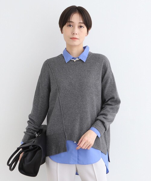 【セール】【洗える／ウール混】アシンメトリーデザインニット（ニット/セーター）｜INDIVI（インディヴィ）