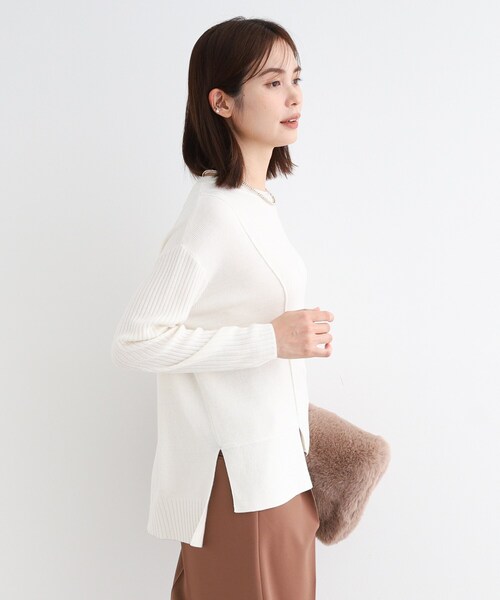 【セール】【洗える／ウール混】アシンメトリーデザインニット（ニット/セーター）｜INDIVI（インディヴィ）