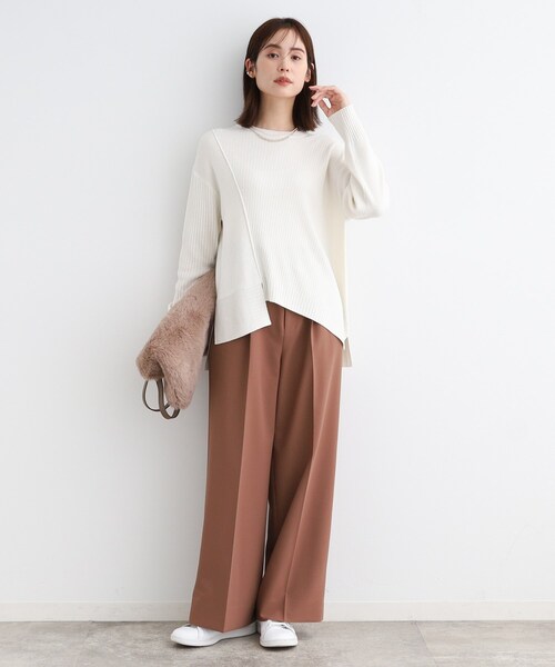 【セール】【洗える／ウール混】アシンメトリーデザインニット（ニット/セーター）｜INDIVI（インディヴィ）