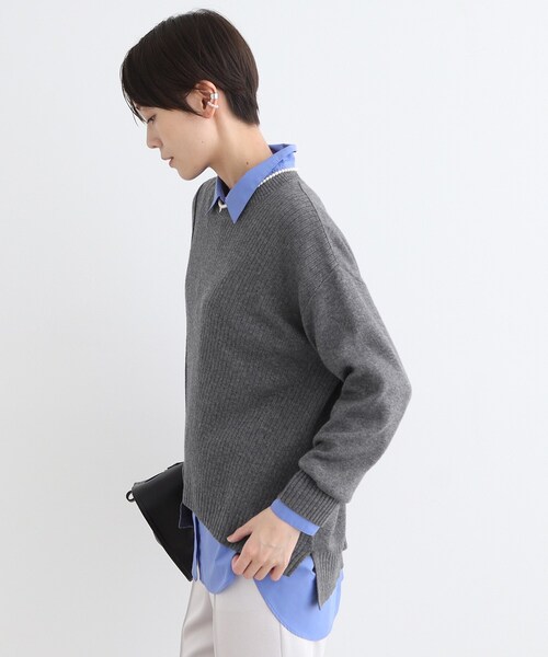 【セール】【洗える／ウール混】アシンメトリーデザインニット（ニット/セーター）｜INDIVI（インディヴィ）