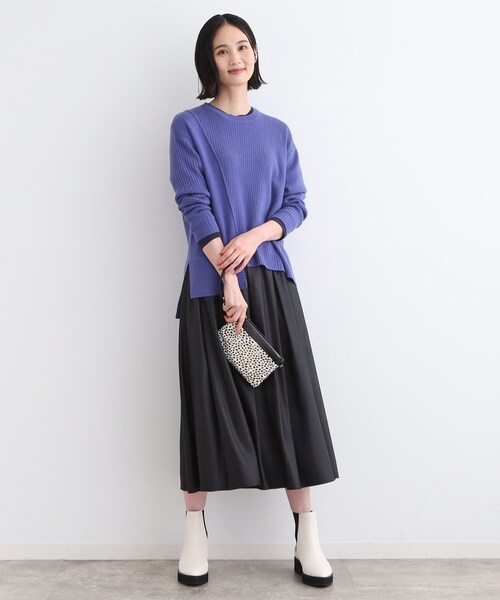 【セール】【洗える／ウール混】アシンメトリーデザインニット（ニット/セーター）｜INDIVI（インディヴィ）