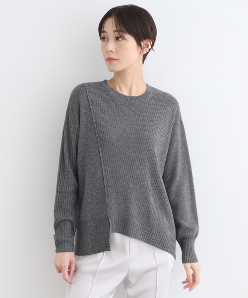 【セール】【洗える／ウール混】アシンメトリーデザインニット（ニット/セーター）｜INDIVI（インディヴィ）