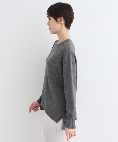 【セール】【洗える／ウール混】アシンメトリーデザインニット（ニット/セーター）｜INDIVI（インディヴィ）