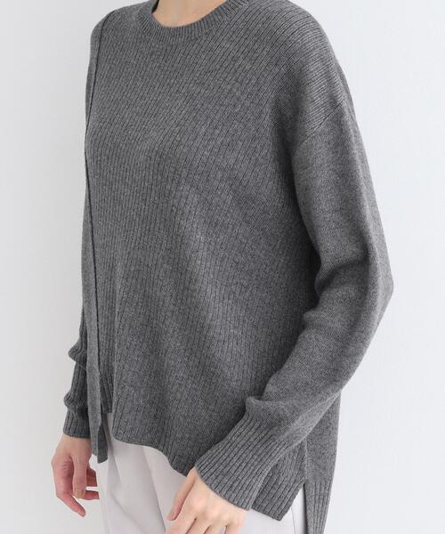 【セール】【洗える／ウール混】アシンメトリーデザインニット（ニット/セーター）｜INDIVI（インディヴィ）