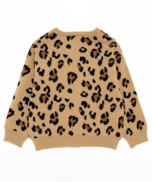 X-girl Stages（エックスガールステージス）の「レオパード総柄カーディガン（カーディガン/ボレロ・キッズ・アイボリー/ベージュ/ブラック・110cm/120cm/130cm/140cm）」の4枚目の写真