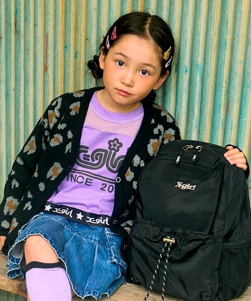 X-girl Stages（エックスガールステージス）の「レオパード総柄カーディガン（カーディガン/ボレロ・キッズ・アイボリー/ベージュ/ブラック・110cm/120cm/130cm/140cm）」の5枚目の写真