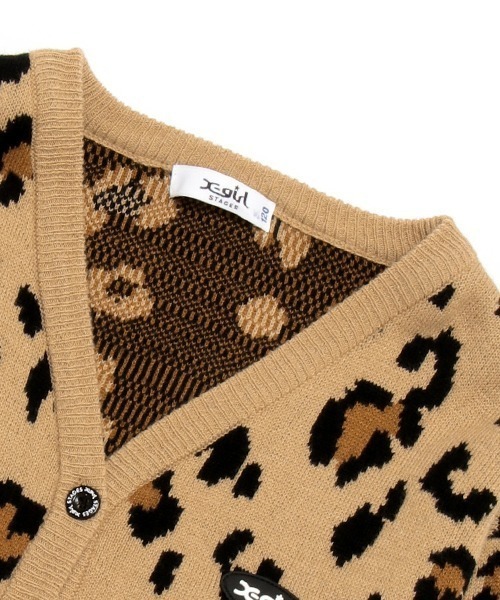 X-girl Stages（エックスガールステージス）の「レオパード総柄カーディガン（カーディガン/ボレロ・キッズ・アイボリー/ベージュ/ブラック・110cm/120cm/130cm/140cm）」の9枚目の写真