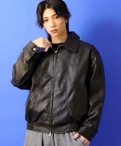 mj10378- Synthetic Leather Zip Up Jacket ジップアップジャケット
