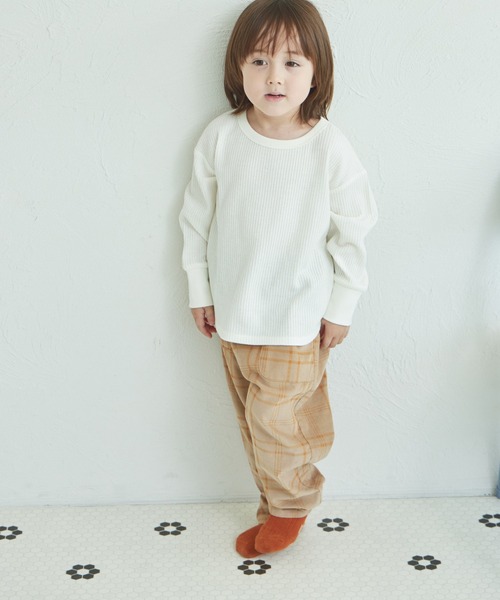 軽ふわっふる】ワッフル リブ配色 ベーシックTシャツ（Tシャツ