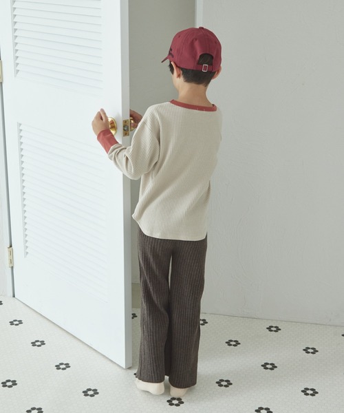 軽ふわっふる】ワッフル リブ配色 ベーシックTシャツ（Tシャツ